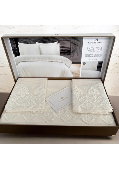 Dantelli Çift Kişilik-nevresim Takımı 4 Lü Set..... Krem