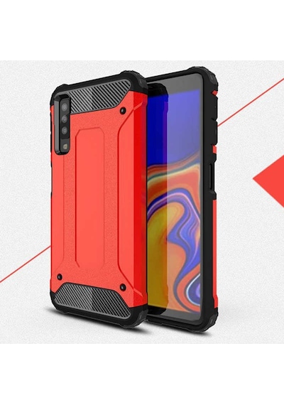 Noktaks - Samsung Galaxy Uyumlu A9 2018 - Kılıf Çift Katman Zırh Tank Crash Military Kapak - Kırmızı