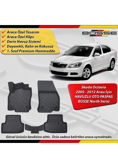 Skoda Octavia Paspas Araca Özel Hb / Sedan 1z/a5 Paspas 2005 2012 Derin Havuzlu Paspas Serisi