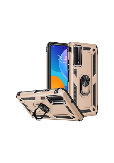 Newface Huawei P Smart 2021 Kılıf Sofya Yüzüklü Silikon Kapak Semeglbl - 65 - Gold