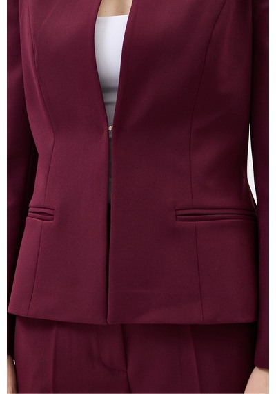 Velnara Moda Mürdüm Klasik Kadın Takım Elbise-sıfır Yaka Ceket & Cepli Dar Paça Pantolun Koyu Mürdüm - 927027358 Koyu Mürdüm