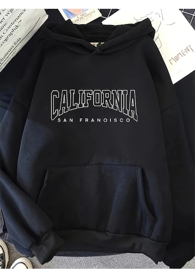 Uyguntarz Unisex San Fransisco Baskılı Oversize Sweatshirt siyah