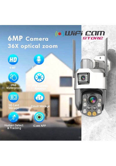 İcsee 6 Mp Çift Kameralı 36x Optik Zoom Büyük Ptz Wifi Kamera İcsee 6 Mp Çift Kameralı 36x Optik Zoom Büyük Ptz Wifi Kamera