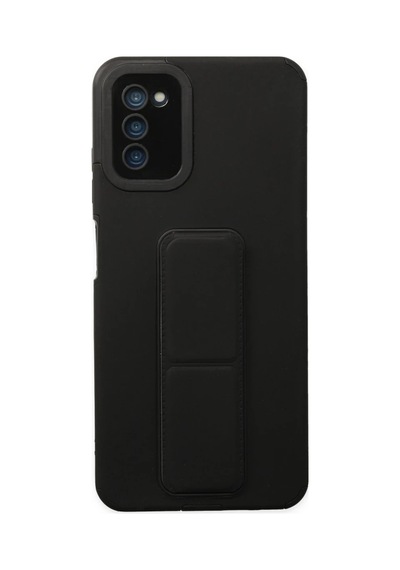 Samsung Galaxy A03s Kılıf Mega Standlı Silikon - Siyah 0.2M-Çok Renkli