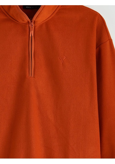 Lc Waikiki Turuncu Dik Yaka Nakışlı Polar Erkek Sweatshirt