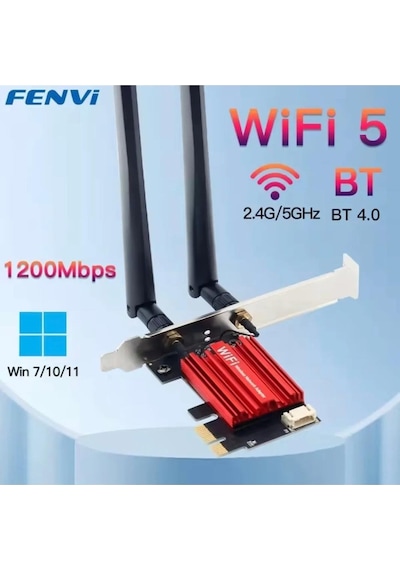 Fenvi Ac1200 Wifi + Bluetooth Pcıe Kart Çift Bant 5ghz/2.4ghz Kablosuz Ağ Adaptörü-4939