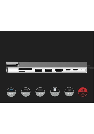 Type-c Apple Uyumlu MacBook Matebook Rj45 Ethernet Usb 3.0 Kart Okuyucu Hdmi Çevirici