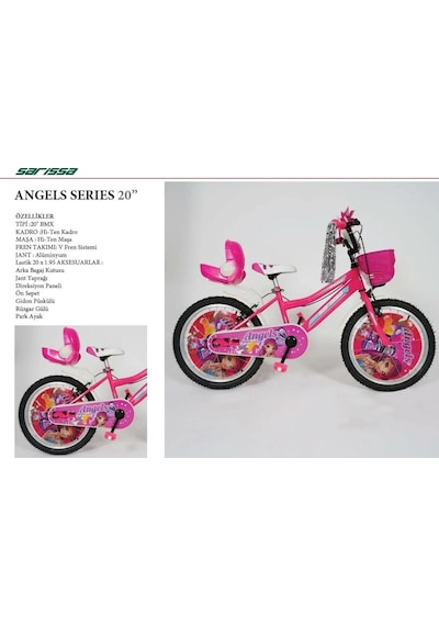 Sarissa Angels 20 Jant 6 Ve 10 Yaş Çocuk Bisikleti Pembe + Yan Destek Tekeri Pembe