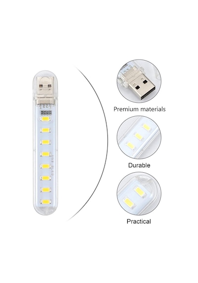 Usb 8 Led Beyaz Lamba Gece Lambası Laptop - Powerbank Uyumlu Led Diğer