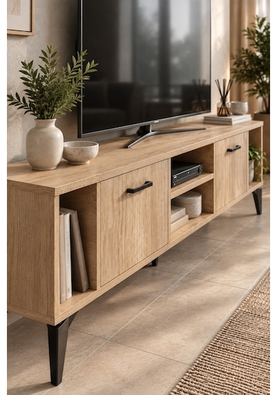 Sulorahome Bej Suntalam Tv Sehpası 160x35 Cm