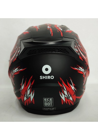Shiro SH-667 Demon Güneş Vizörlü Kapalı Kask Kırmızı - Siyah