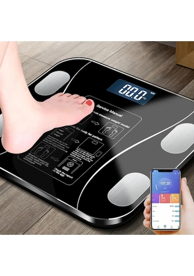 Yağ Ölçer Fonksiyonlu Dijital Baskül Elektronik Tartı Akıllı Bluetooth Lcd Dijital Ekran Ev Vücut Go-53-vice 05566