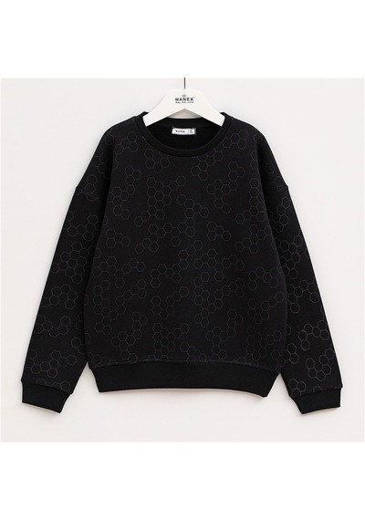 Wanex Erkek Çocuk Uzun Kol Kalın Sweatshirt - 16217 Siyah