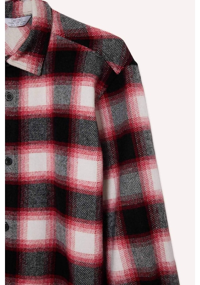 Defacto Regular Fit Polo Yaka Flanel Kareli Uzun Kollu Gömlek F7115ax25wnbr490 Bordo-br490
