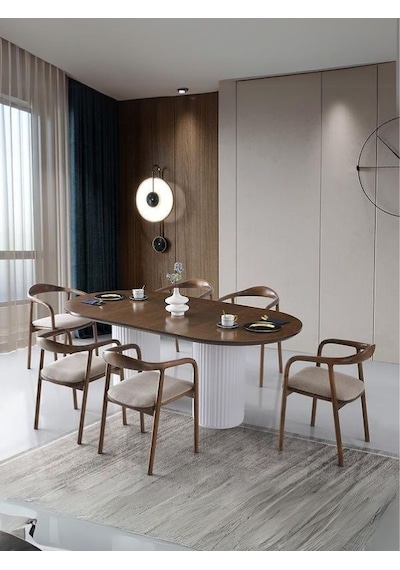 Lucca Ahşap Masa Sandalye Takımı 90x200 Ceviz