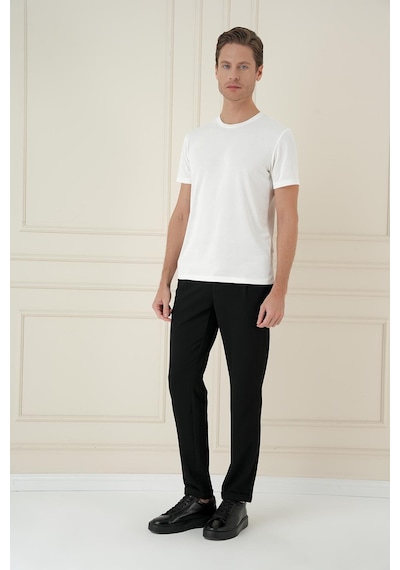 Efor Comfort Fit Bisiklet Yaka Modal Kısa Kol Casual Ekru Tişört Ts 895 Ekru