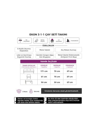 Canisa Ekon Serisi 1. Sınıf 3+1+1 Cappucino Bahçe Balkon Oturma Koltuk Takımı, Canisa Ekon Serisi 1. Sınıf 3+1+1 Cappucino Bahçe Balkon Oturma Koltuk Takımı,