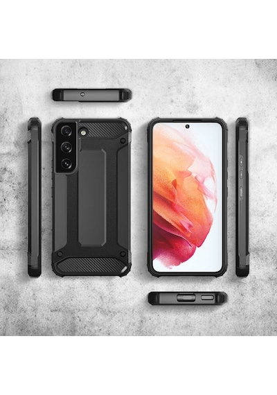 Noktaks - Samsung Galaxy Uyumlu S22 - Kılıf Çift Katman Zırh Tank Crash Military Kapak - Mavi