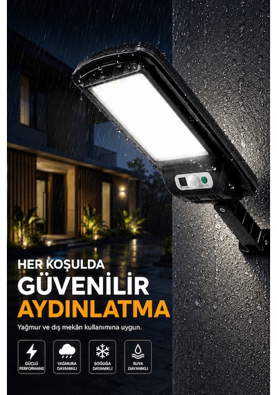 Hareket Sensörlü Solar Duvar Lambası 6 Cob Led 3 Modlu Uzaktan Kumandalı Bahçe Dış Mekan Aydınlatma