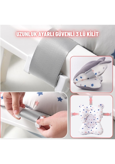 Katlanır Bebek Yıkama Banyo Küveti Seti 7 Parça Termometreli Yastıklı Katlanabilir Banyo Seti