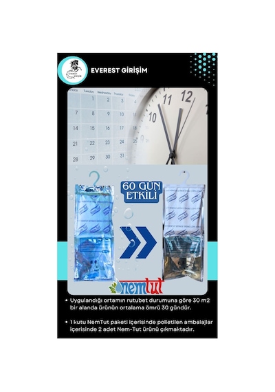 Nem Alıcı Rutubet Emici Koku Giderici Korozyon Önleyici 1 Kutu Içerisinde 2 Paket