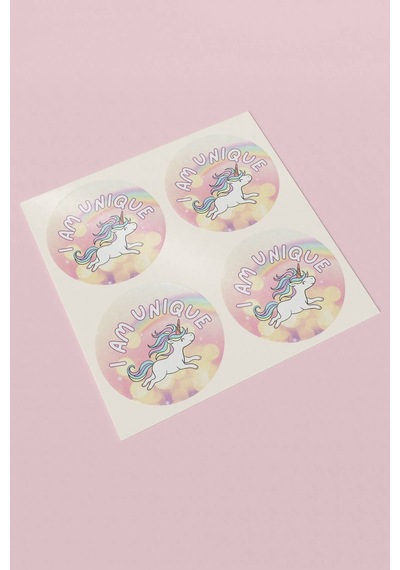 I Am Unique Koşan Unicorn Sticker 3x3cm St2212 Çok Renkli