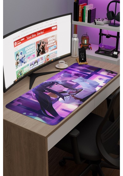 Va-11 Hall-a Kaymaz Dikişli Kauçuk Oyuncu Mousepad V4 - 90x40 Xxl Gaming Mouse Pad Fare Altlığı