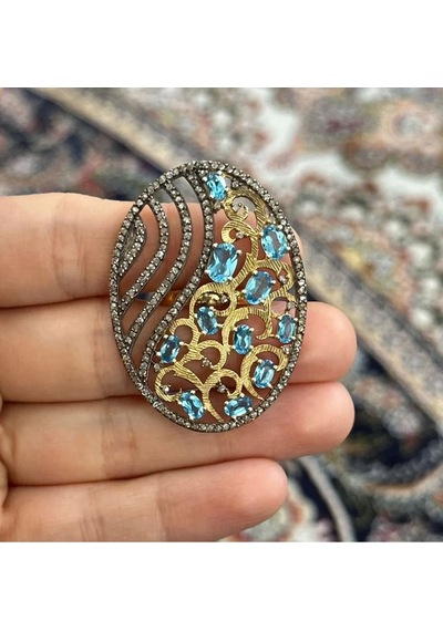 Mavi Topaz Elmas Yüzük 061