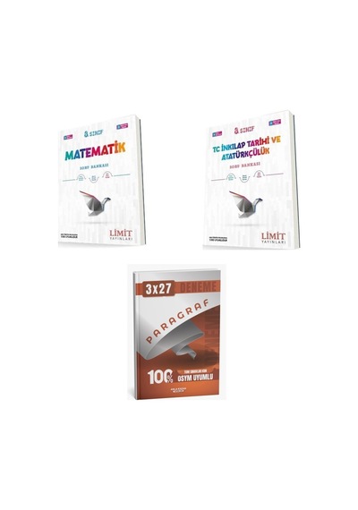 2027 Limit 8. Sınıf Matematik + İnkılap Tarihi Ve Atatürkçülük T C Soru + Anla Kazan Paragraf Deneme 3'lü Set