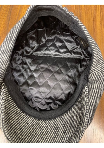 Hamze Peaky Blinders Model İngiliz Tarz Kaşe Kumaş Çizgili Kasket Şapka Siyah