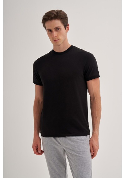 Cazador 4620 Bisiklet Yaka T-shirt Siyah