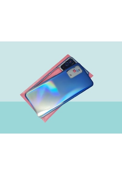 Oppo A55 Uyumlu Full Kasa Arka Kapak Batarya Kapağı - Mavi Çok Renkli