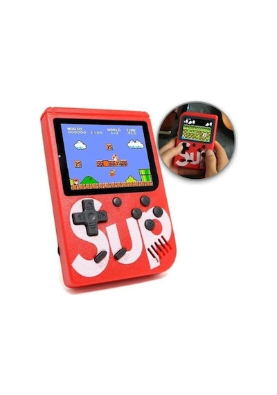 Sup Taşınabilir Video Oyun Konsolu 3" 400 Oyunlu Mini Atari Gameboy Kırmızı