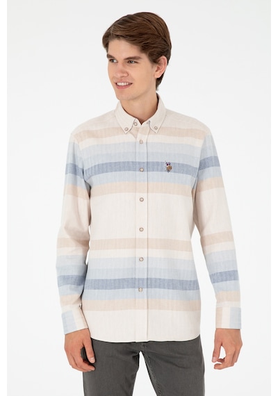 U.s. Polo Assn. Erkek Camel Gömlek Desenli 50298079-vr015 Camel