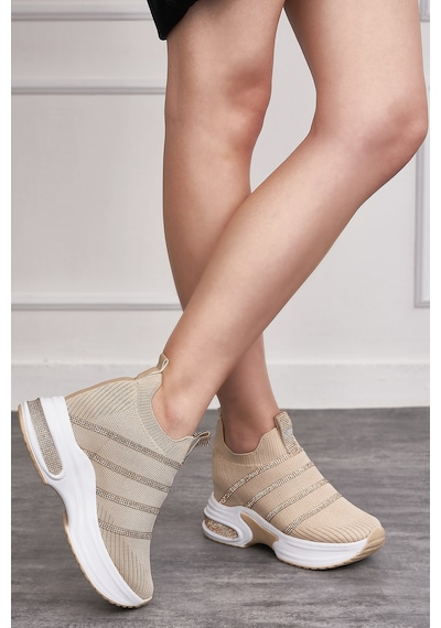 Günlük Triko Kadın Sneaker Gizli Topuk Taşlı Oval Burunlu Rahat Kalıp Nefes Alabilen Spor Ayakkabı 271 Bej Günlük Triko Kadın Sneaker Gizli Topuk Taşlı Oval Burunlu Rahat Kalıp Nefes Alabilen Spor Ayakkabı 271 Bej