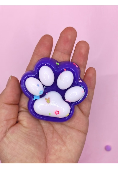 Pati Taba Squishy Kedi Pati Sıkma 7 Cm Pullu Pati Sukuşi - Mor