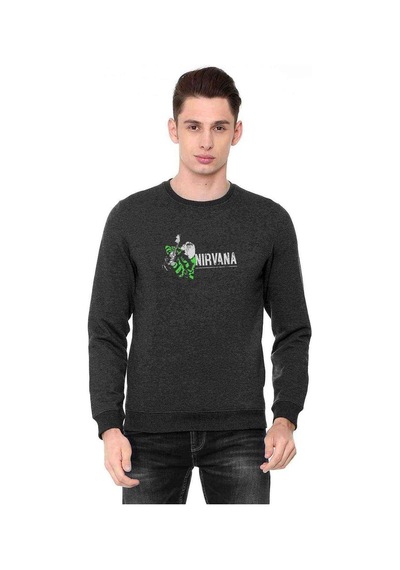 Nirvana Nevermind Baskılı Füme Erkek Örme Sweatshirt