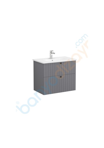 VitrA Root Groove Çift Çekmeceli Lavabo Dolabı 80 Cm Mat Gri Yuvarlak Lavabo Dahil 69438 Diğer VitrA Root Groove Çift Çekmeceli Lavabo Dolabı 80 Cm Mat Gri Yuvarlak Lavabo Dahil 69438 Diğer