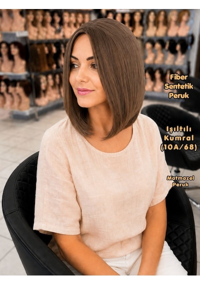 Küt Model Fiber Sentetik Peruk Işıltılı Kumral No-10A-68