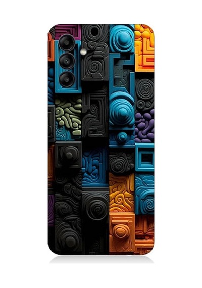 Samsung Galaxy A55 Uyumlu Renkli Kareler Ve Spiraller Desenli Silikon Kılıf