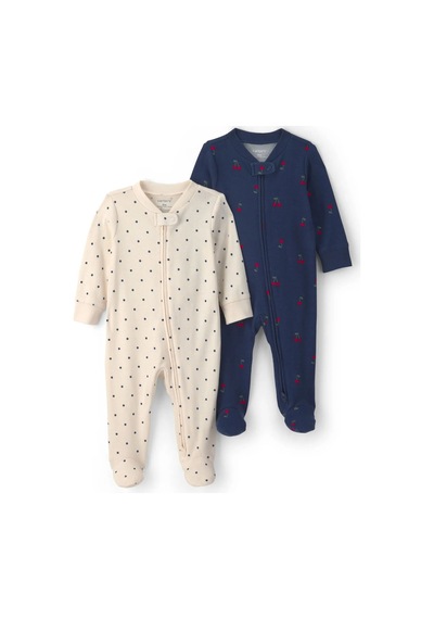 Carter's Kız Bebek Layette 2'li Fermuarlı Patikli Tulum Set Renkl Çok Renkli