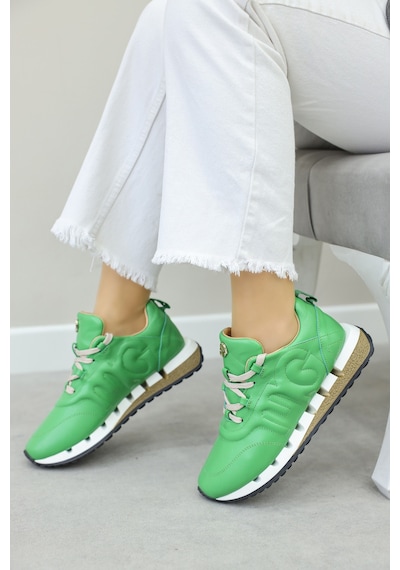 Fast Step Hakiki Deri Yeşil Kadın Casual Ayakkabı 167za40046-3