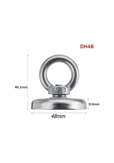 Dünya Magnet Magnet Fishing, 48 Mm, Neodyum Pot Mıknatıs Seti Halat Eldiven, Mıknatıs Balıkçılı Standart