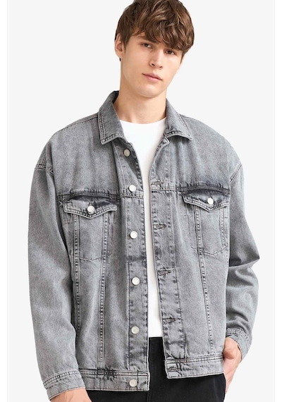 Defacto Oversize Geniş Kalıp Düğmeli Denim Ceket F4736ax25aunm18 Gri
