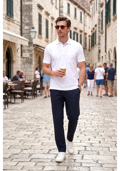 Buratti Pamuklu Regular Fit Göğüs Cepli Düğmeli Polo T Shirt Erkek Polo T Shirt 4565001 Beyaz
