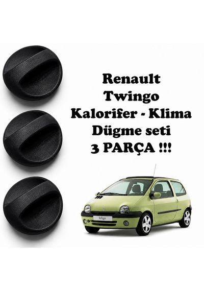 Renault Twingo Kalorifer Klima Düğme Seti 3 Parça Kalorifer Düğmeleri Turuncu Siyah