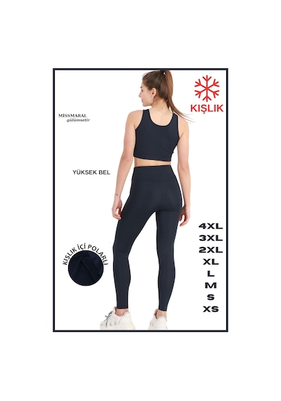 Missmaral Kadın Kışlık Içi Polarlı Yüksek Bel Toparlayıcı Tayt Lacivert Curve High Waist Fleece Winter 1028 Lacivert