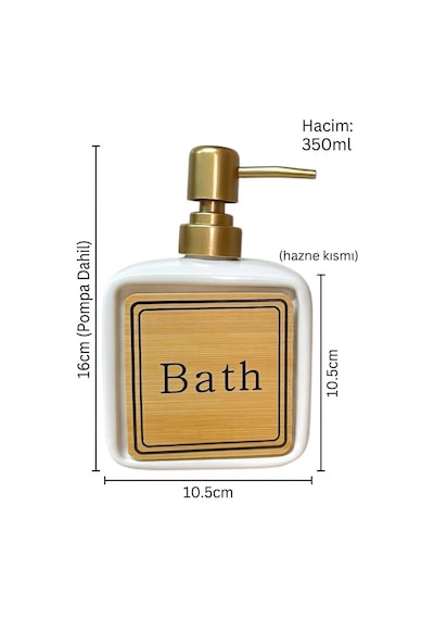 Porselen Sıvı Sabunluk 350ml Bath Beyaz 48392