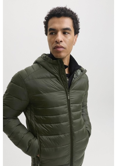 Jack & Jones Jjekıngsley Erkek Kapüşonlu Hafif Şişme Mont Puffer Günlük Rahat Haki