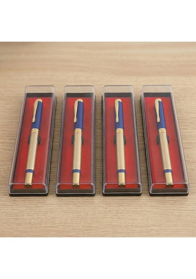 Bk Kurumsal Promosyon 1101 Metal Mavi Roller Kalem 10 Adet Lazer Baskılı Logolu Şık Ofis Kalemi
